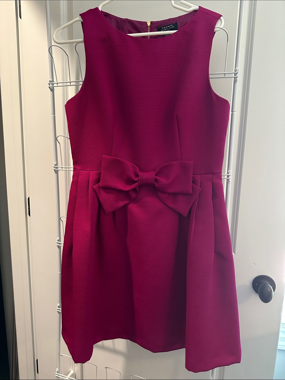Tahari ASL Girls' Fuchsia Bow-Front Fit & Flare Dress
